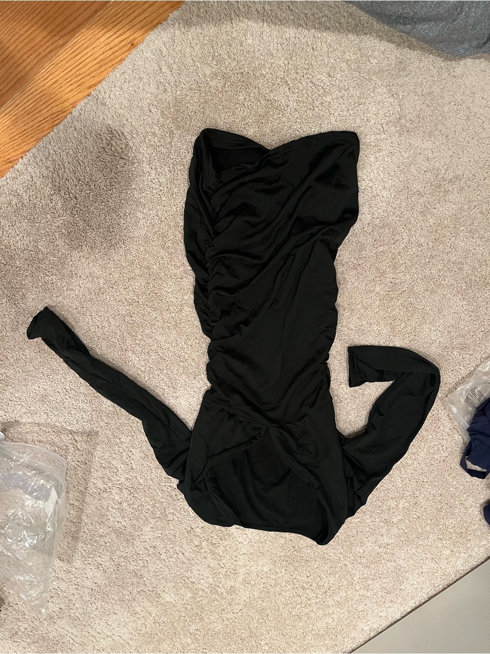 Black Long Sleeve Ruched Bodycon Dress